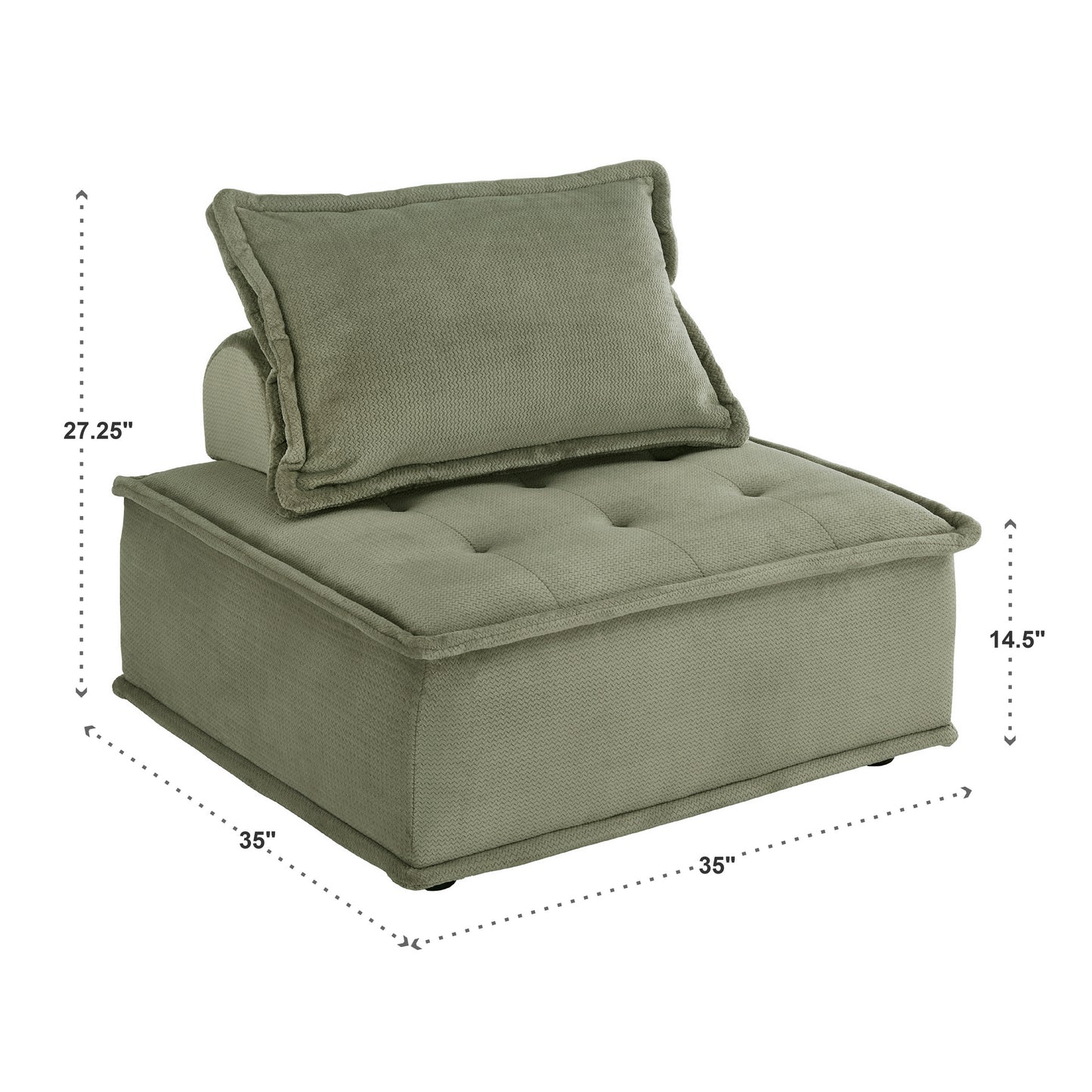 Velvet Tufted Modular Accent Chair with Pillow Back - Moss Green