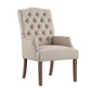 Light Distressed Natural Finish Linen Tufted Dining Chair - Beige Linen