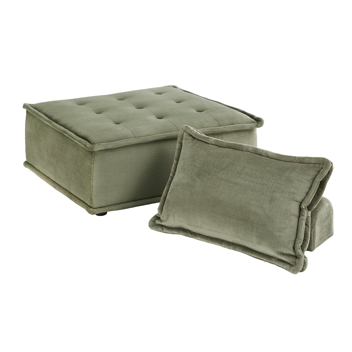 Velvet Tufted Modular Accent Chair with Pillow Back - Moss Green