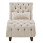 Tufted Oversized Chaise Lounge - Beige Linen