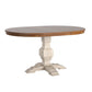 Two-Tone Oval Solid Wood Top Extending Dining Table - Oak Top with Antique White Base