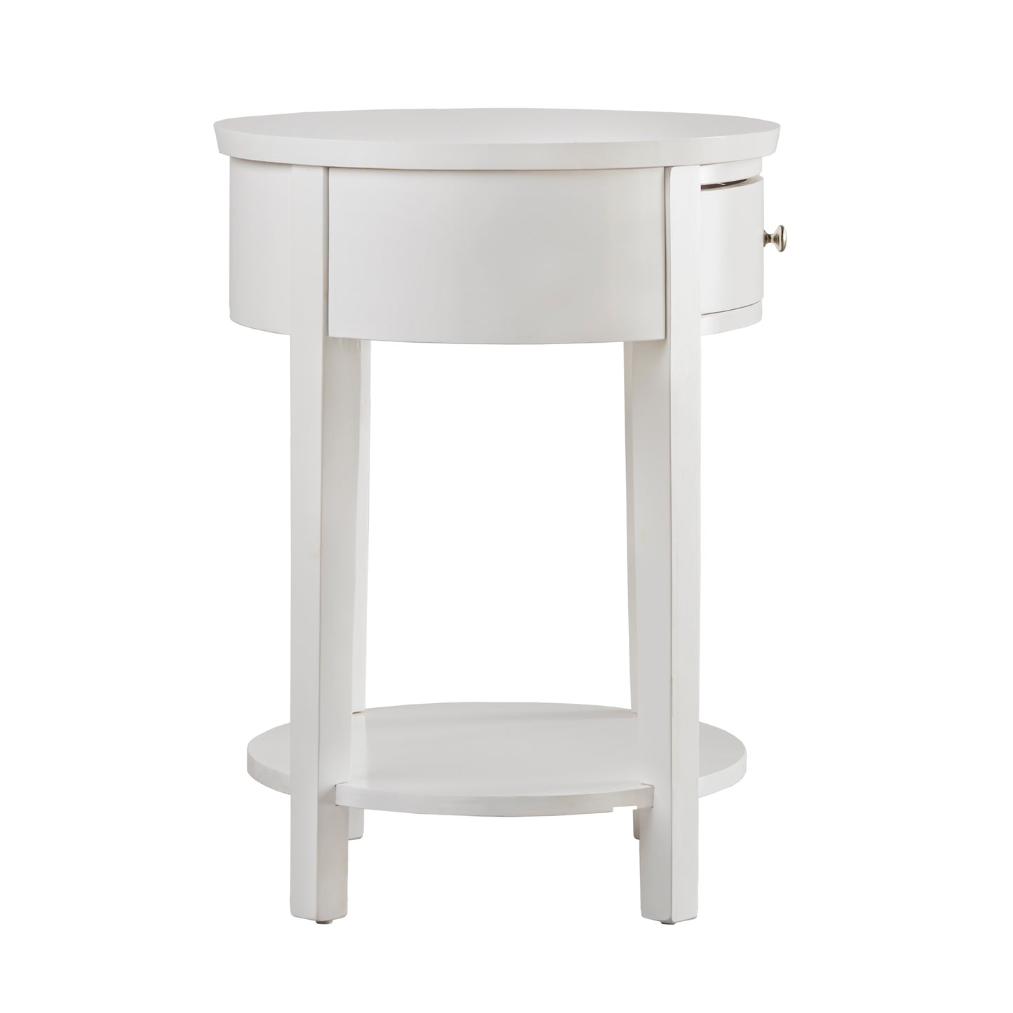1-Drawer Oval End Table - White