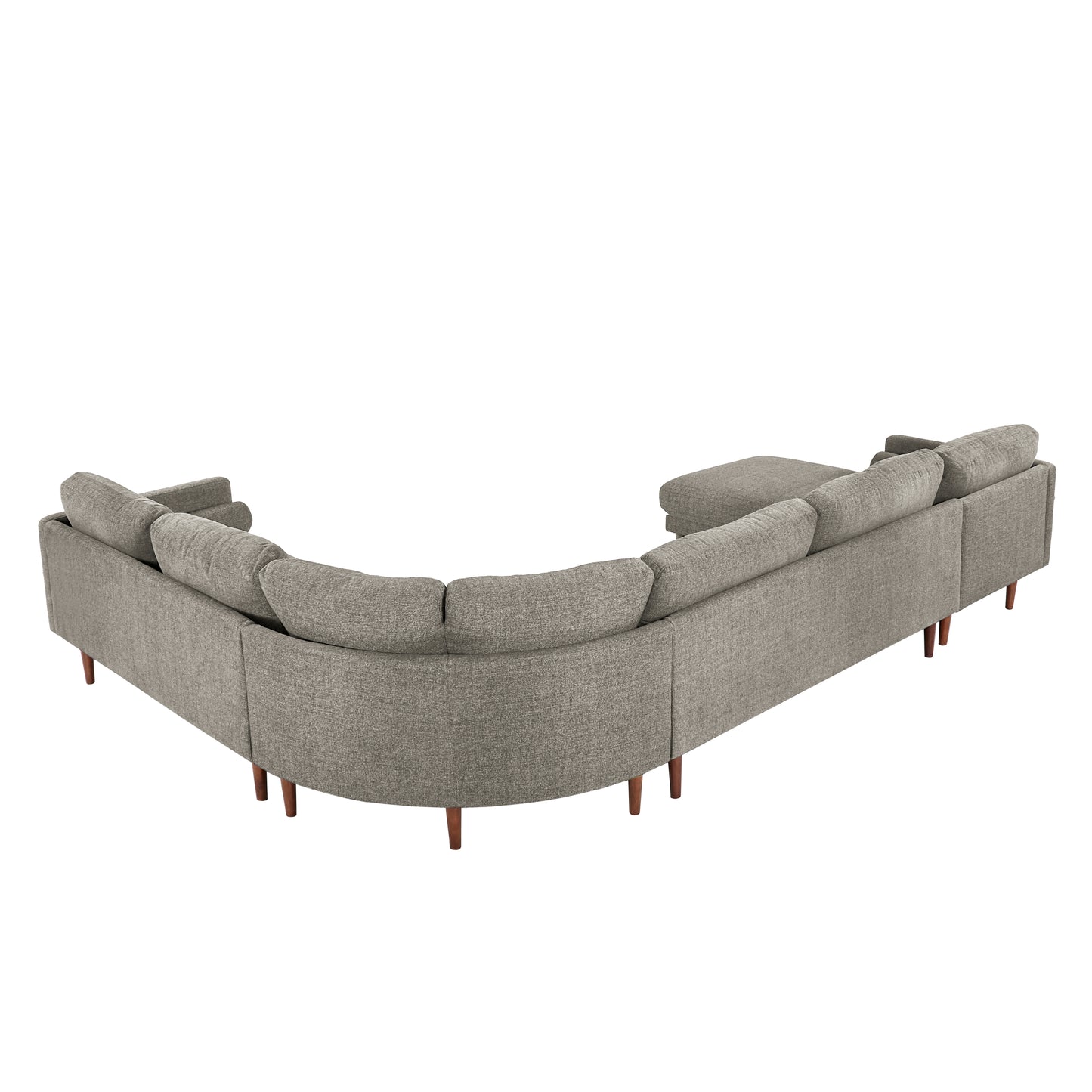 Mid-Century Upholstered Sectional Sofa - Light Grey, 7-Seat, U-Shape Sectional with Left-Facing Chaise