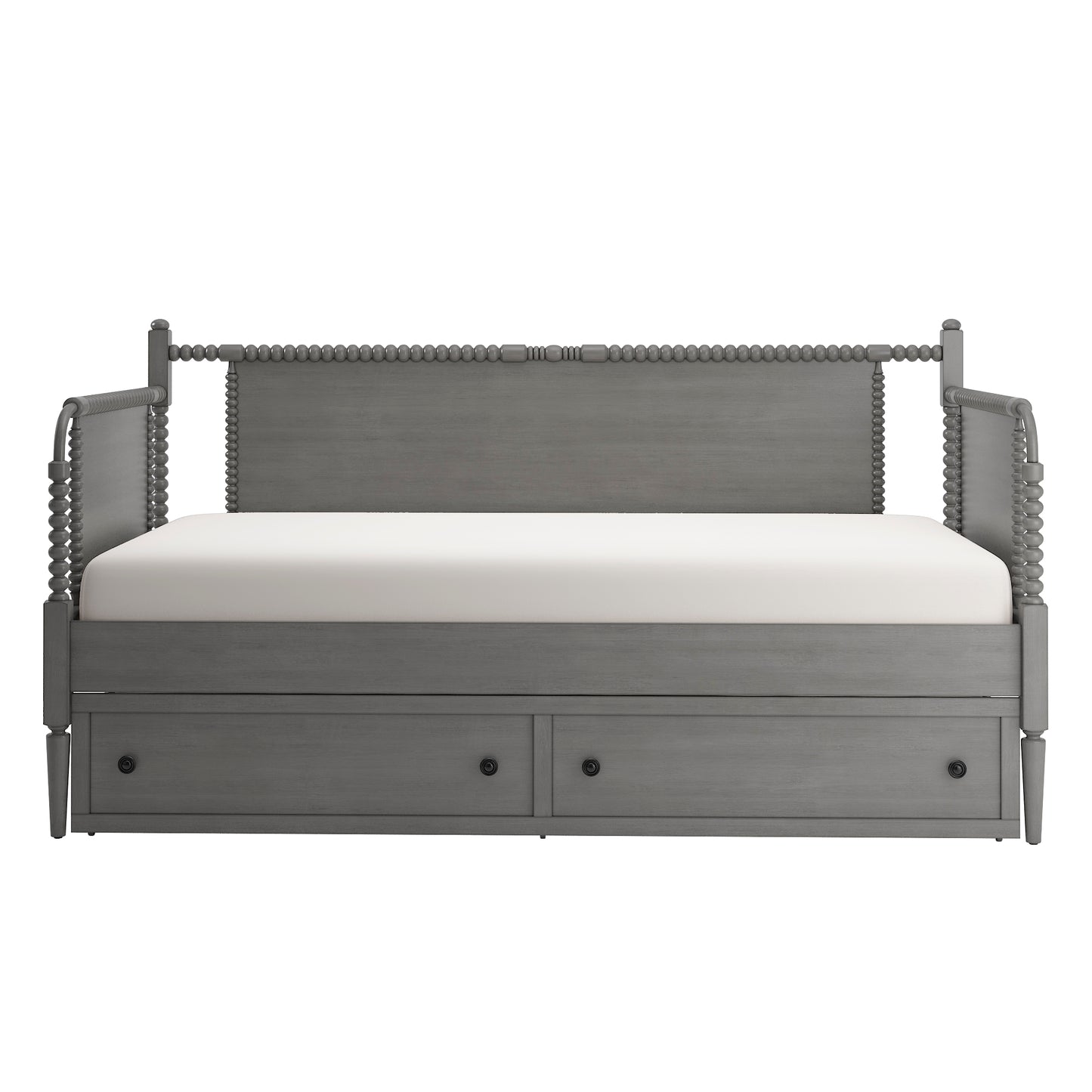 Traditional Beaded Wood Daybed - Antique Grey, With Trundle