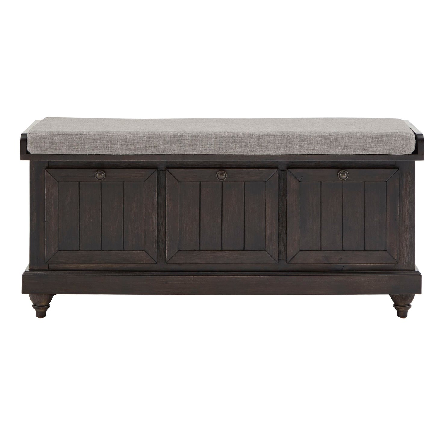 Storage Bench with Linen Seat Cushion - Antique Black Finish