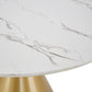 46" Wide Faux Marble Round Dining Table - White