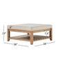 Pine Planked Storage Ottoman Coffee Table - Beige Linen, Dimpled Tufted