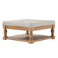 Baluster Pine Tufted Storage Ottoman - Beige Linen, Dimpled Tufts