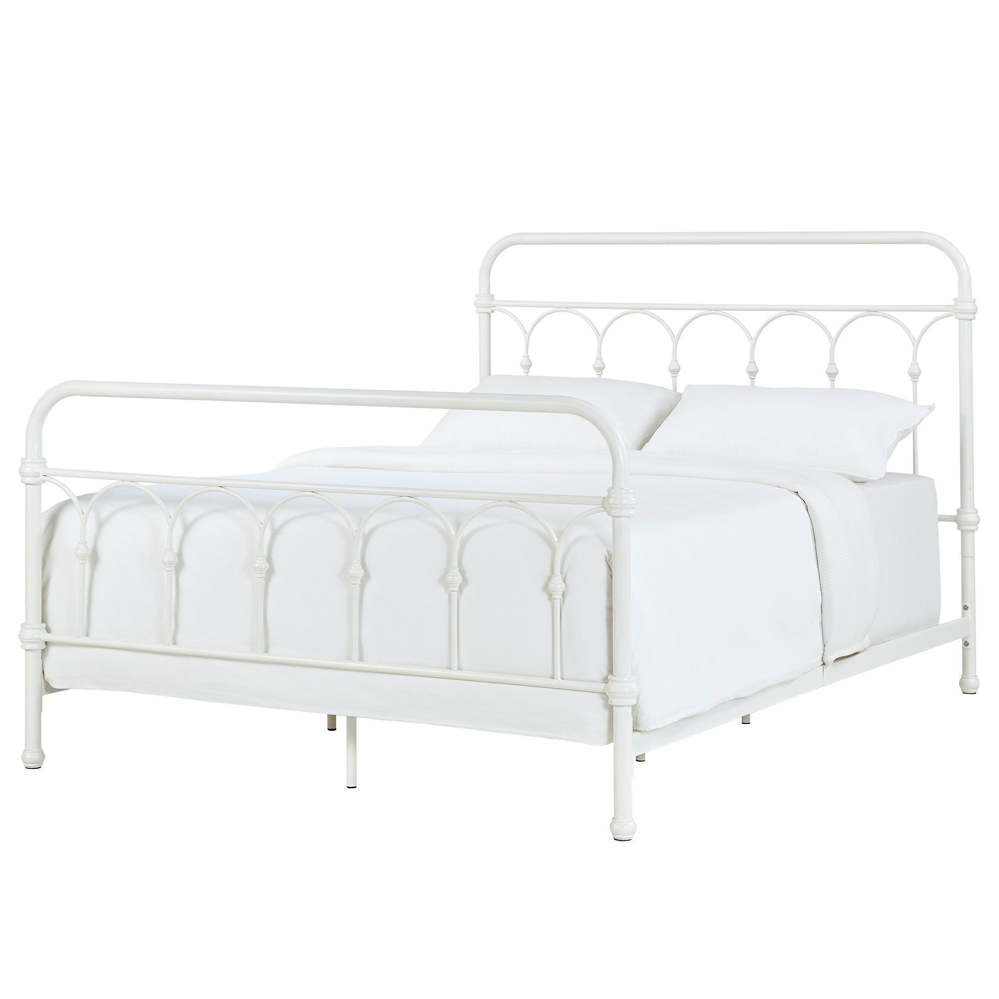 Casted Knot Metal Bed - Antique White, Queen (Queen Size) by