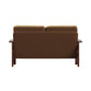 Mission-Style Wood Loveseat - Rust Microfiber, Oak Finish
