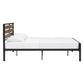 Low Profile Metal Platform Bed with Wood Finish Panels - Black, Queen (Queen Size)