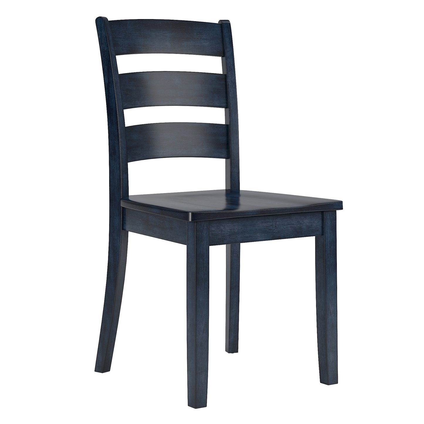 Two-Tone Round 5-Piece Dining Set - Antique Denim Finish, Ladder Back Chairs