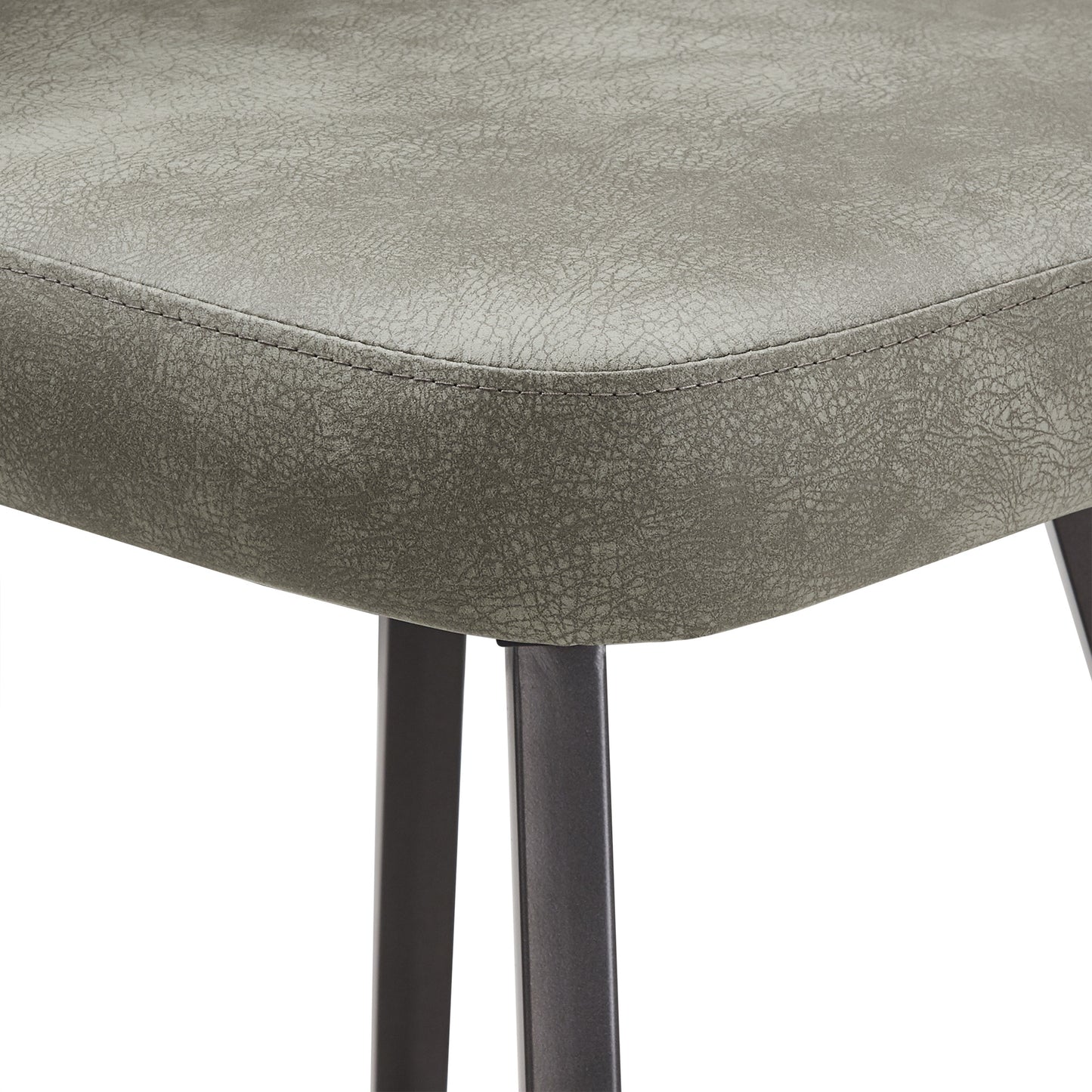 Metal Swivel Stools (Set of 2) - Light Grey PU Leather, 24" Counter Height