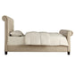 Beige Linen Tufted Sleigh Bed with Footboard - King