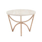 Champagne Gold Finish Coffee Table with White Faux Marble Top