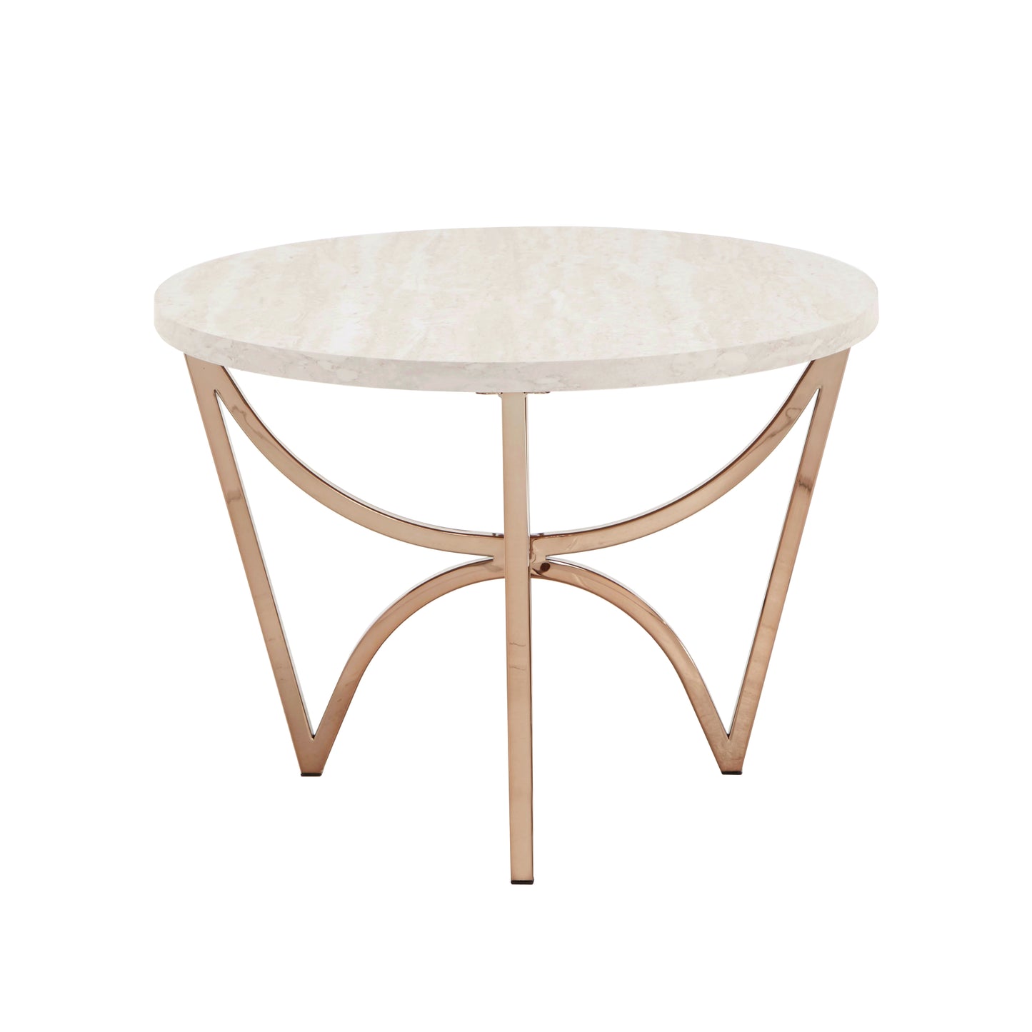 Champagne Gold Finish Coffee Table with White Faux Marble Top