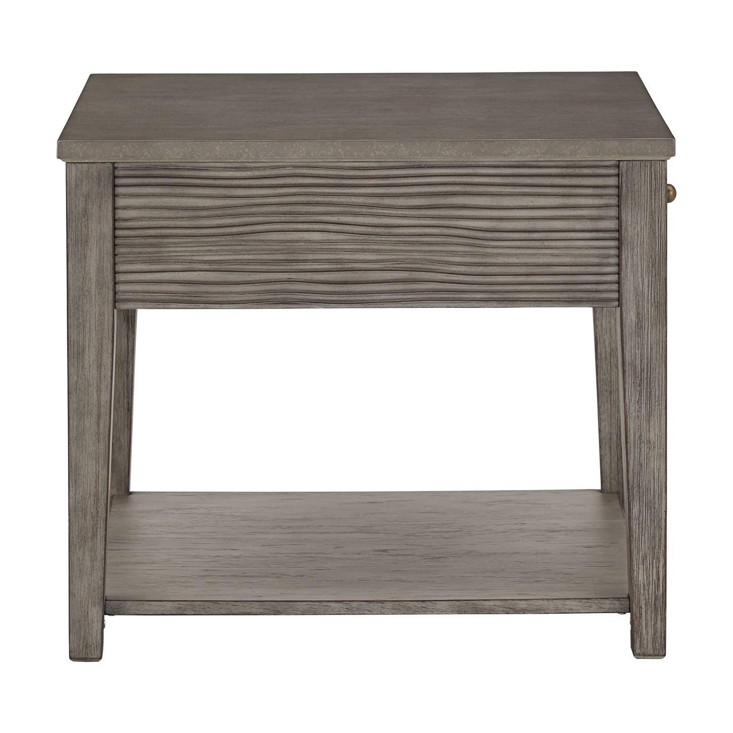 Antique Grey Finish Grey Fiber Cement Table with Self - End Table
