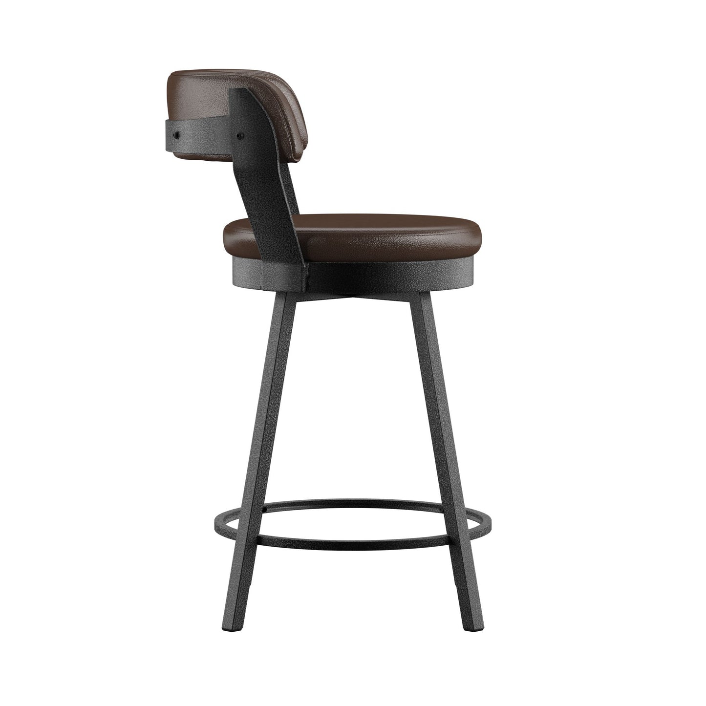 Faux Leather Metal Swivel 25" Counter Height Stools (Set of 2) - Brown