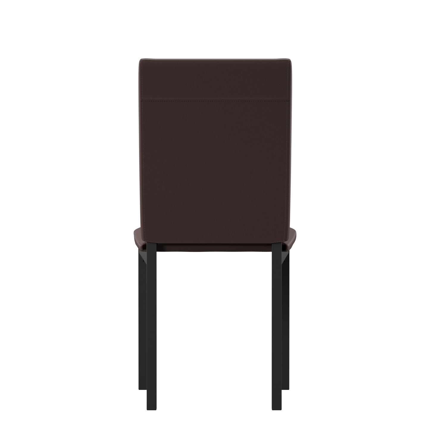 Metal Upholstered Dining Chairs - Brown Faux Leather, Set of 2