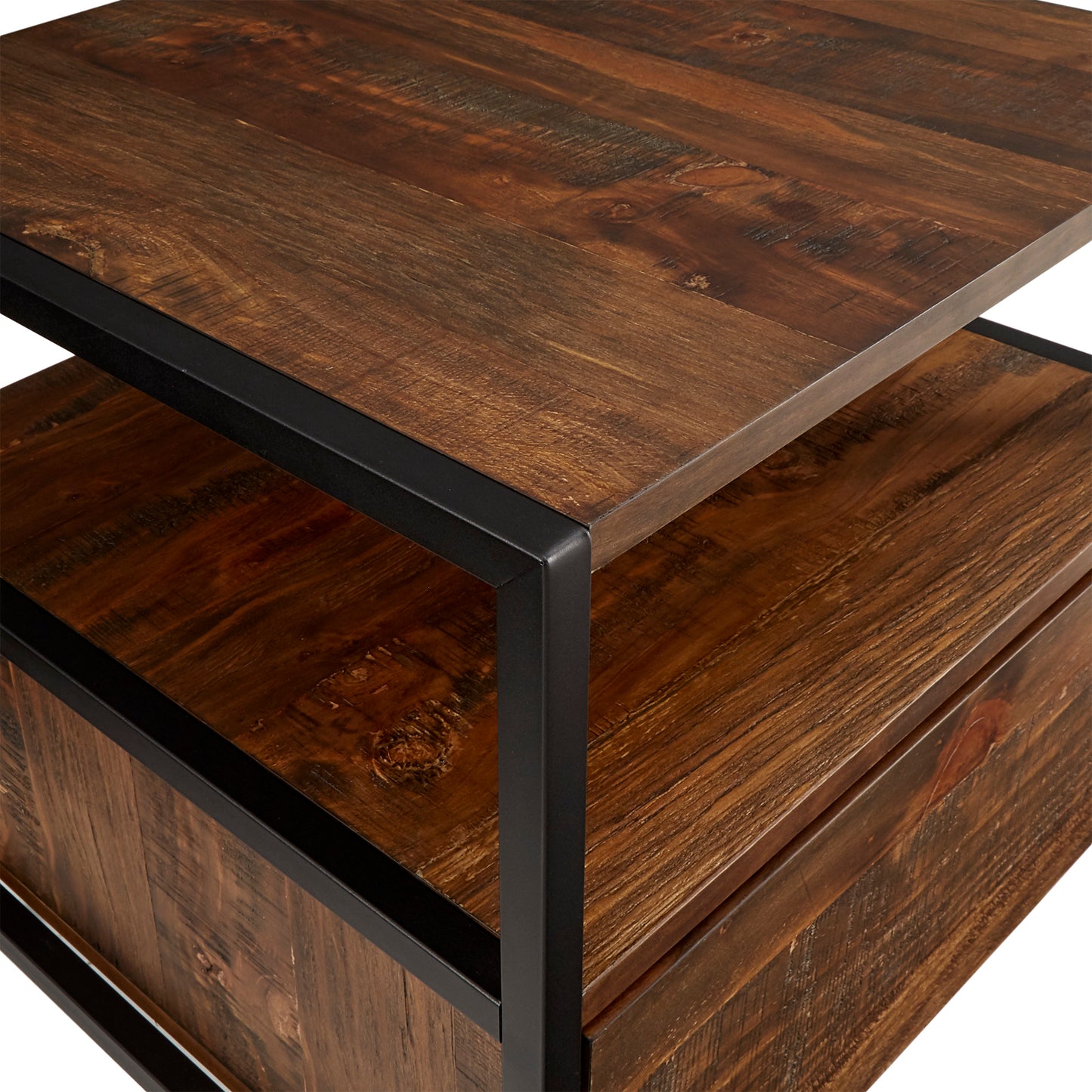1-Drawer Rustic Brown End Table