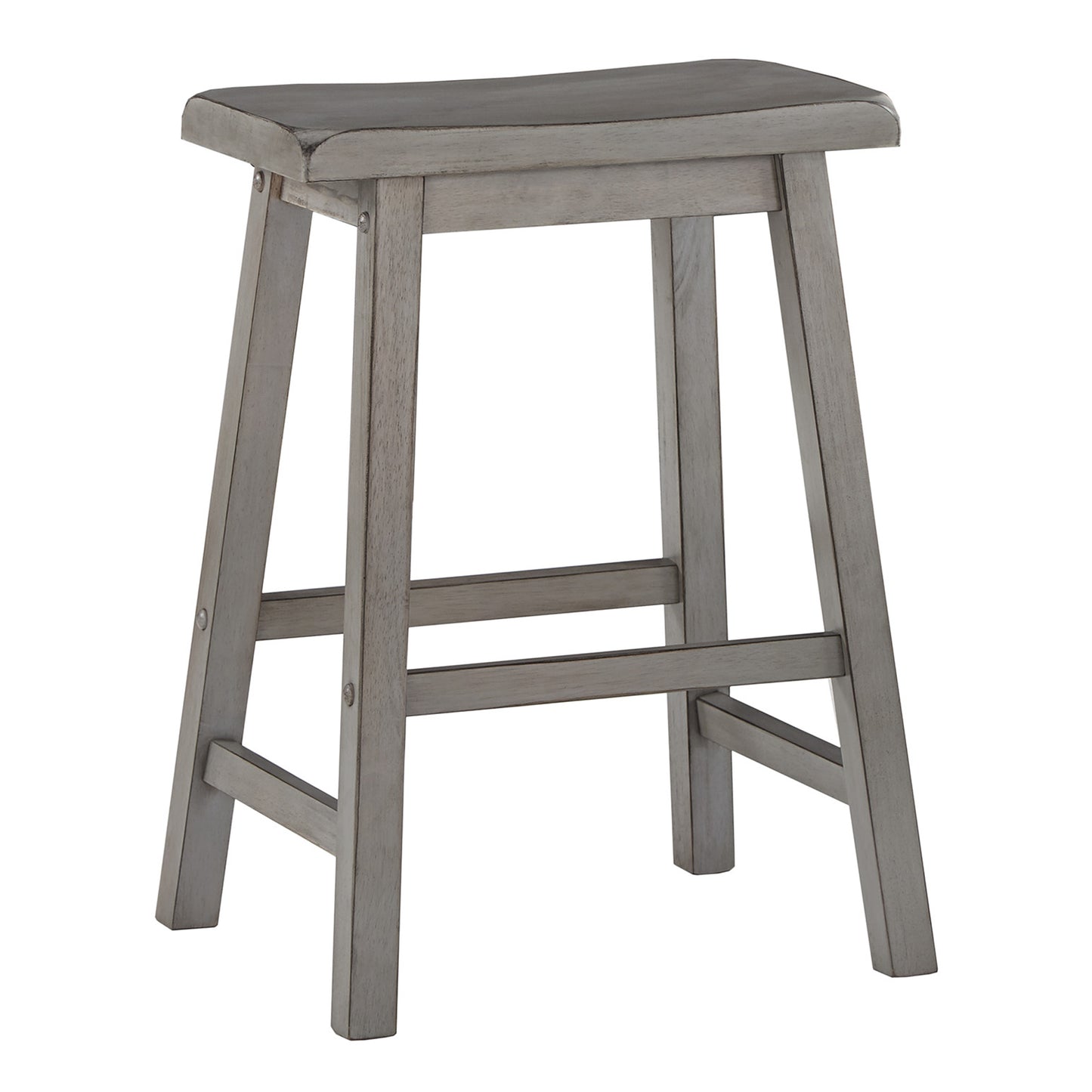 Saddle Seat Counter Height Backless Stools (Set of 2) - Antique Grey Finish