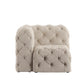 Beige Linen Tufted Chesterfield Modular Sectional - 4-Seat, L-Shaped, Left Arm Chaise Sectional
