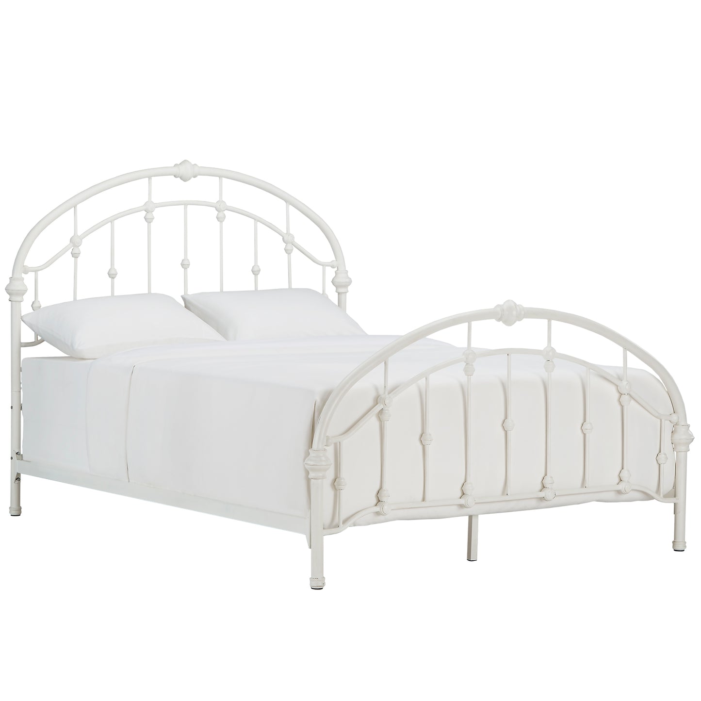 Curved Double Top Arches Victorian Iron Bed - Antique White, Queen Size