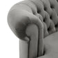 Velvet Tufted Scroll Arm Chesterfield 4-Seat Curved Sofa - Grey