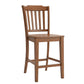 Slat Back Wood Counter Height Chairs (Set of 2) - Oak Finish