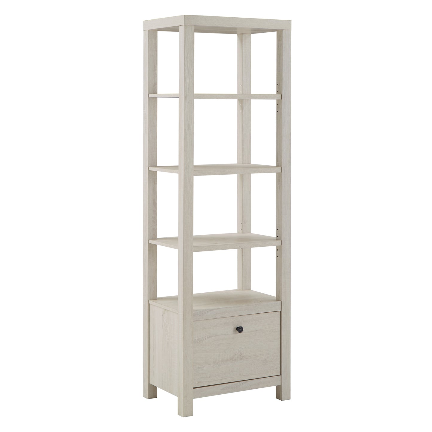 4-tier/5-tier Adjustable Bookshelf with Drawer - Antique White Finish