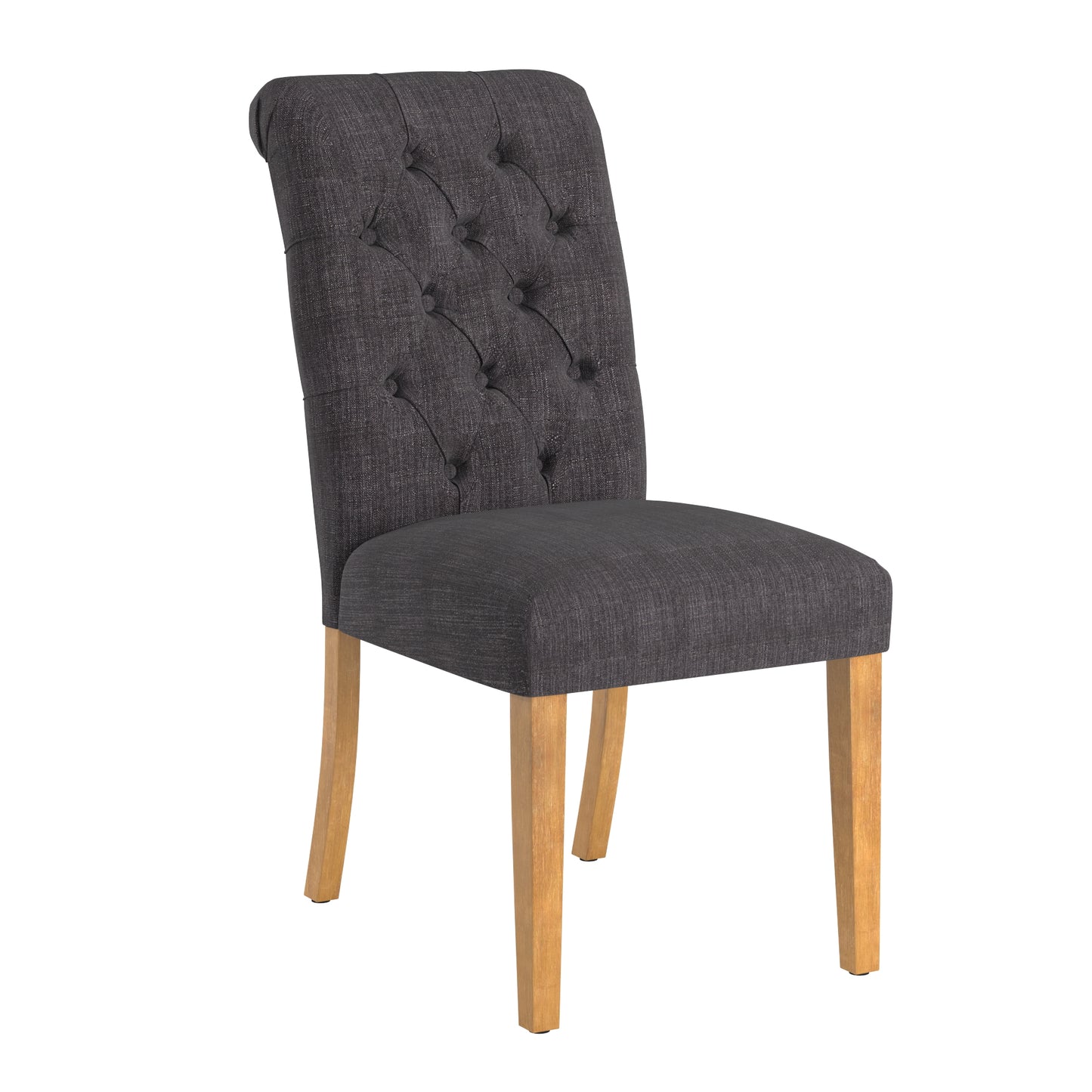 Premium Tufted Rolled Back Parsons Chairs (Set of 2) - Dark Grey Linen