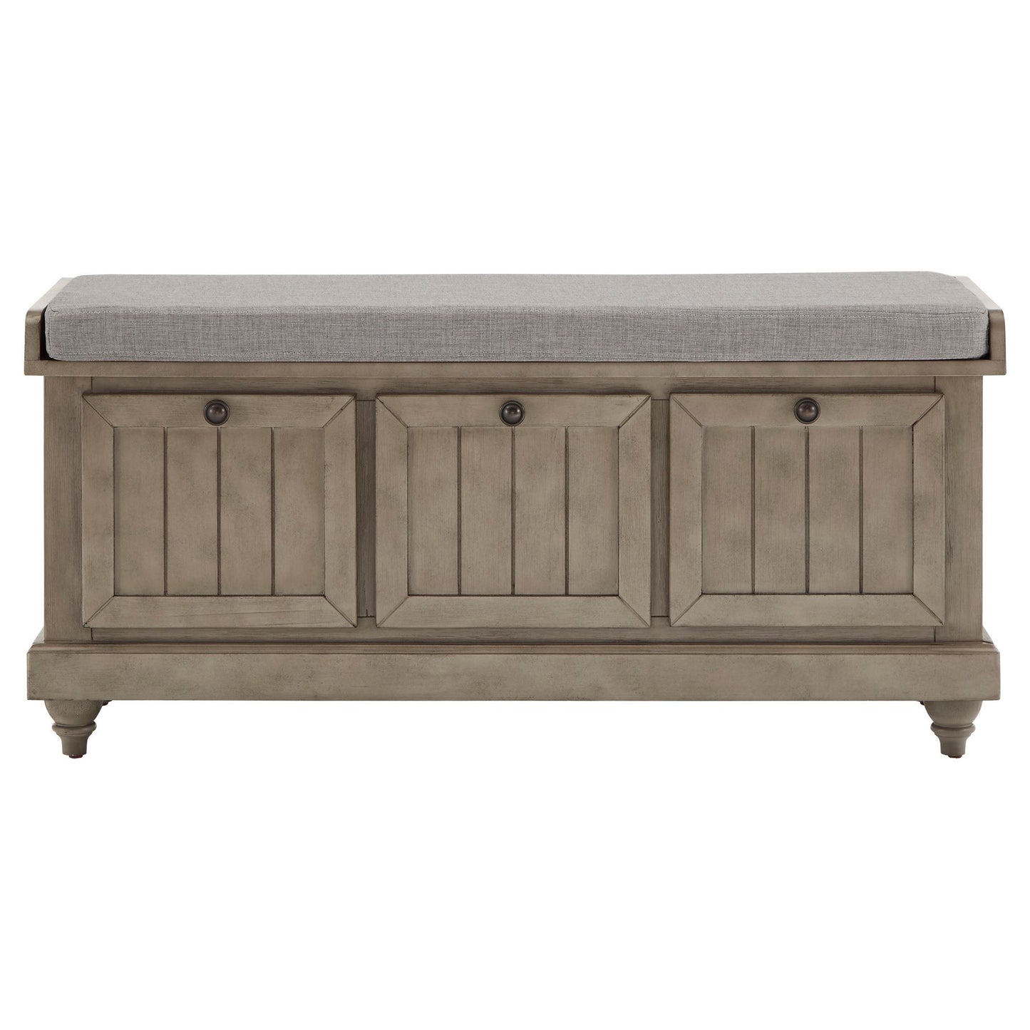 Storage Bench with Linen Seat Cushion - Antique Grey Finish