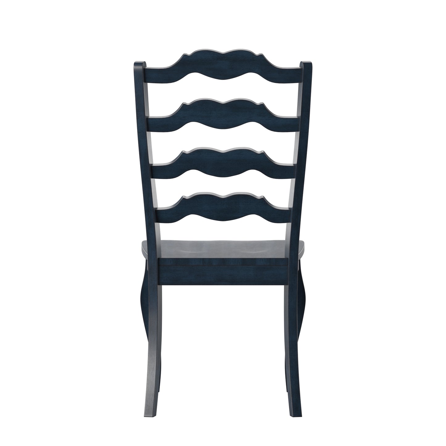 French Ladder Back Wood Dining Chairs (Set of 2) - Antique Dark Denim Blue