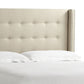 Nailhead Wingback Tufted Upholstered Bed - Beige Linen, Queen
