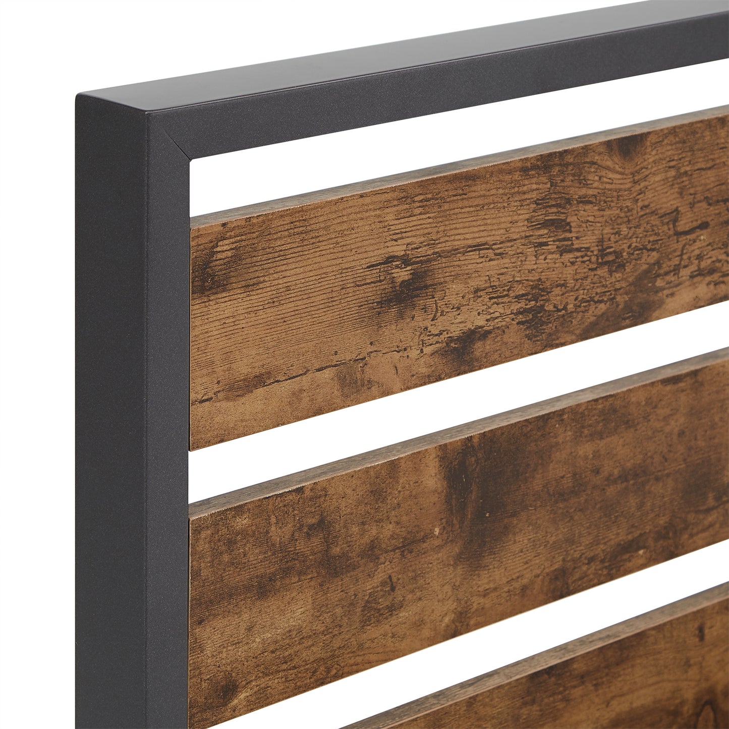 Low Profile Metal Platform Bed with Wood Finish Panels - Gray, Queen (Queen Size)