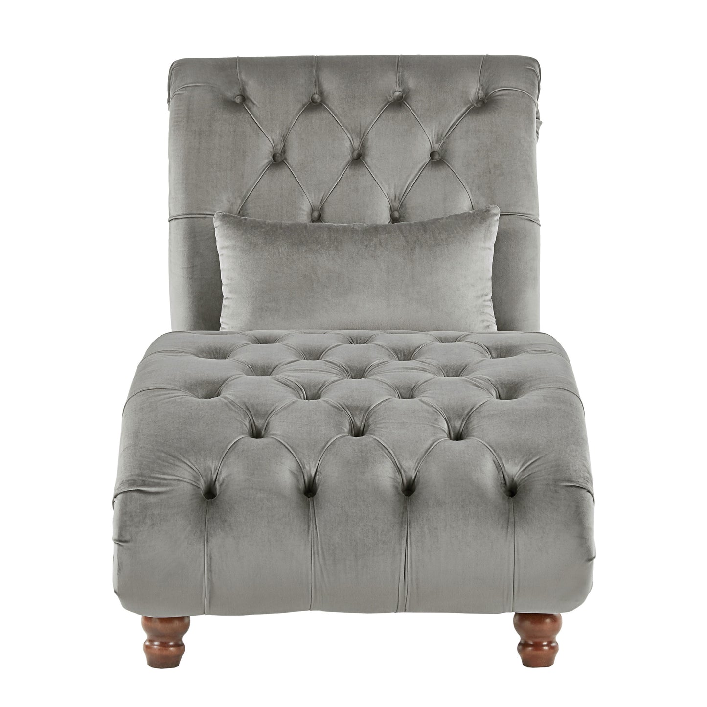 Tufted Oversized Chaise Lounge - Grey Velvet