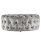 Round Tufted Ottoman with Casters - Grey Velvet