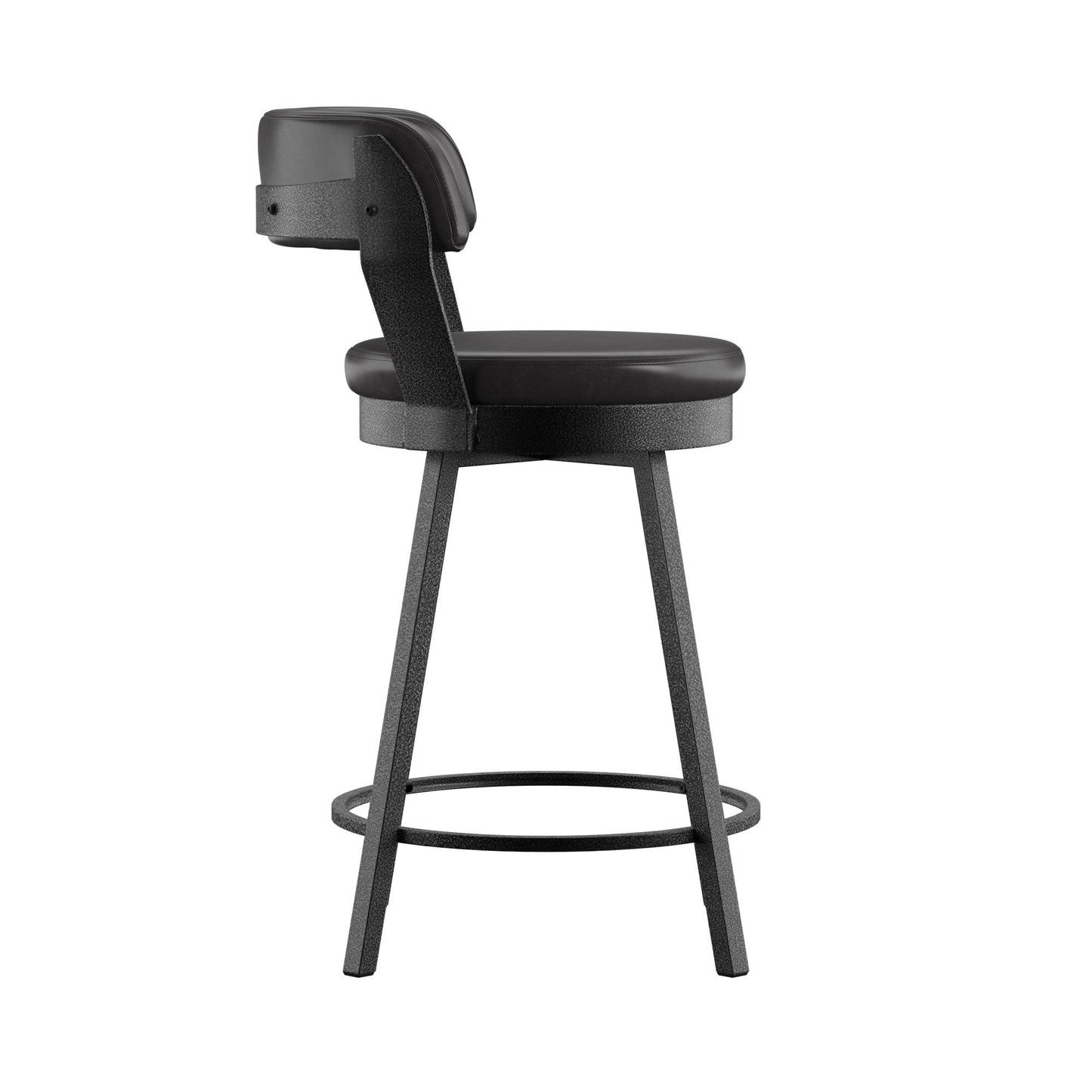 Faux Leather Metal Swivel 25" Counter Height Stools (Set of 2) - Black