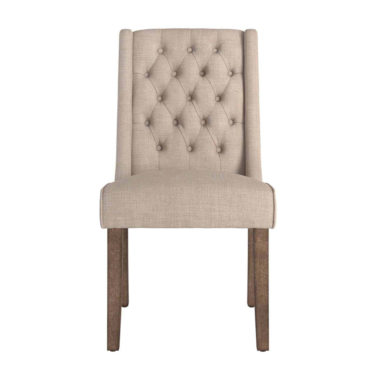 Tufted Wingback Hostess Chairs (Set of 2) - Beige Linen