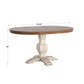 Two-Tone Oval Solid Wood Top Extending Dining Table - Oak Top with Antique White Base