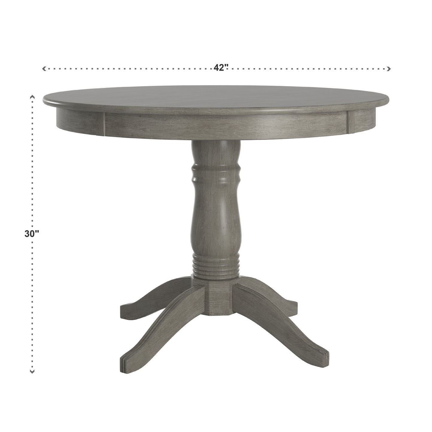 Round Pedestal Base Dining Table - Antique Grey Finish