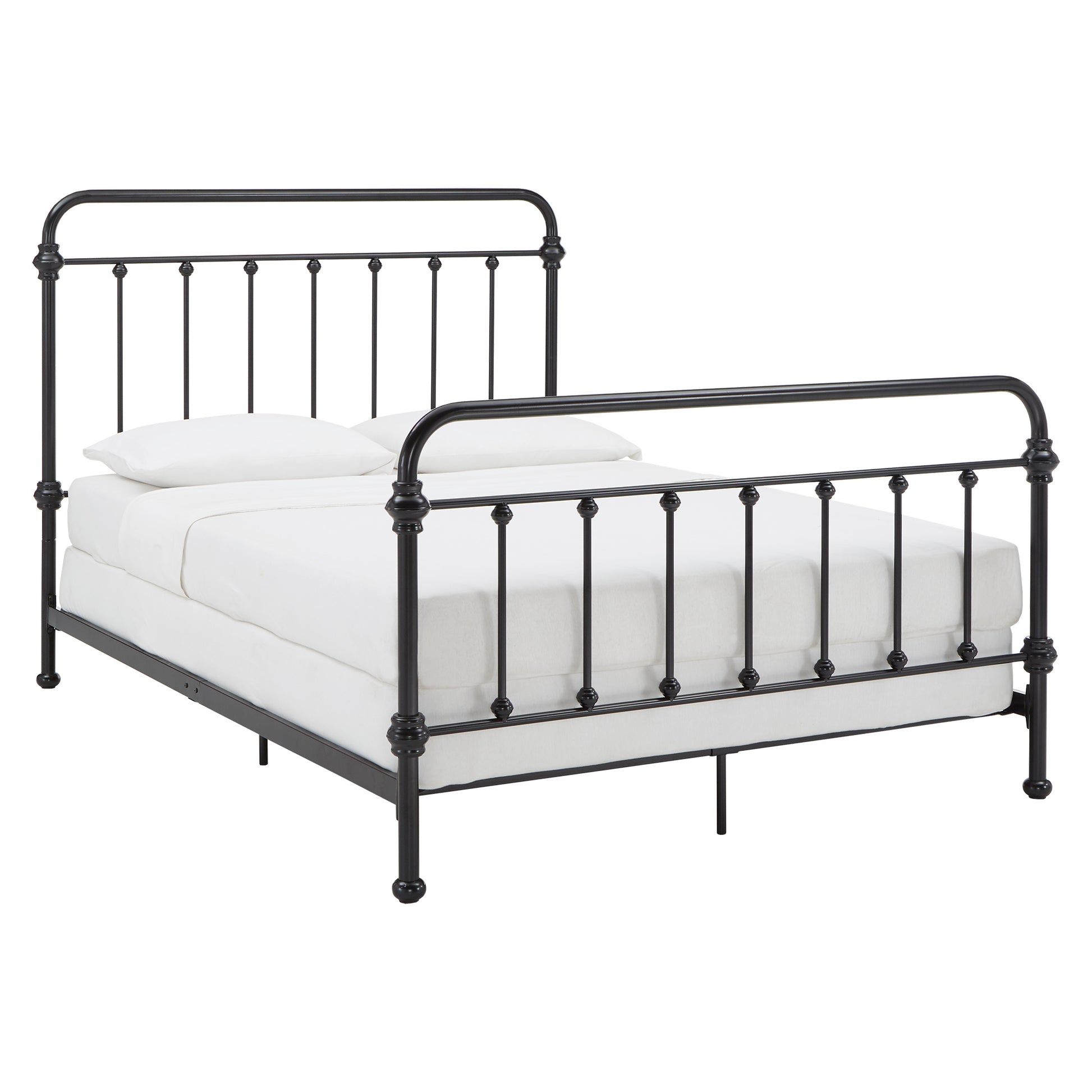 Graceful Lines Victorian Metal Bed - Black Finish, Queen Size (Queen Size)