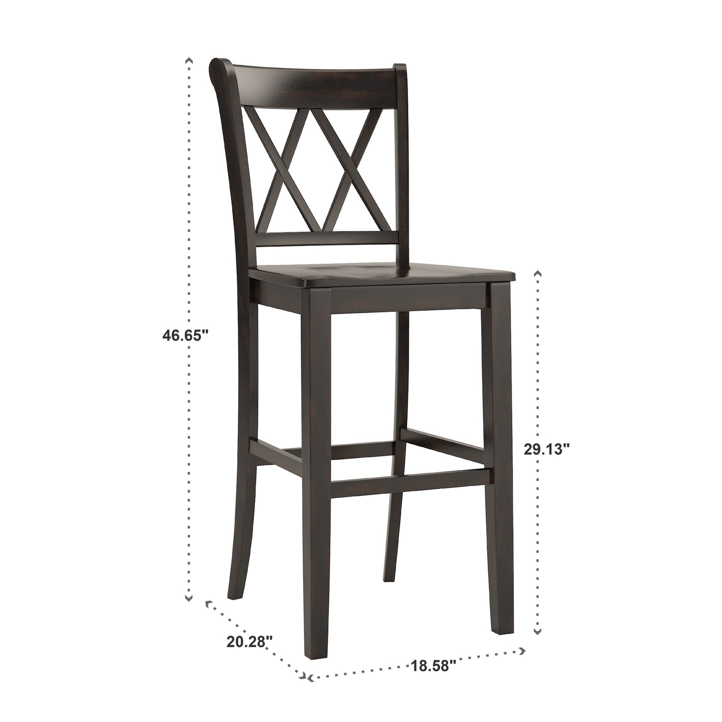 X-Back Bar Height Chairs (Set of 2) - Antique Black Finish