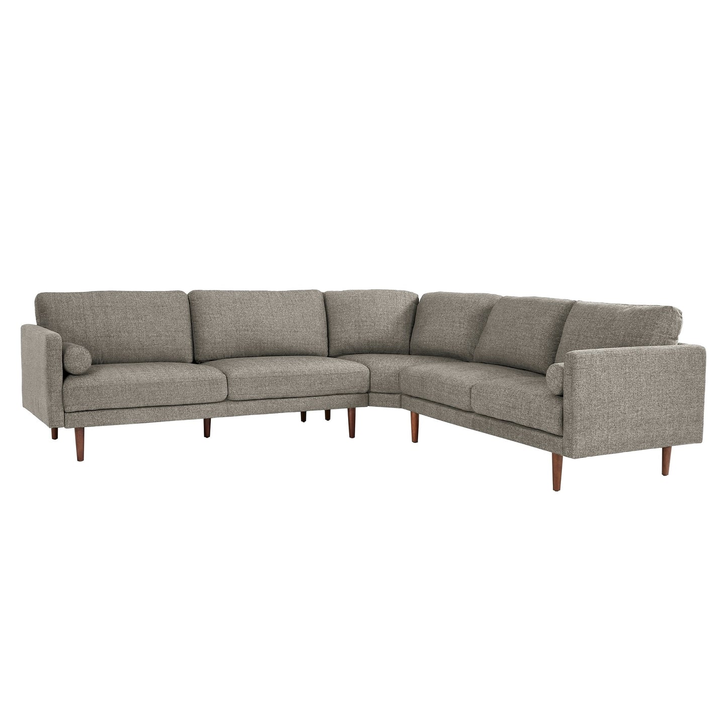 Mid-Century Upholstered Sectional Sofa - Light Grey, 6-Seat, L-Shape Sectional
