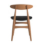 Mid-Century Tapered Dining Chairs (Set of 2) - Black Matte PVC, Natural Finish