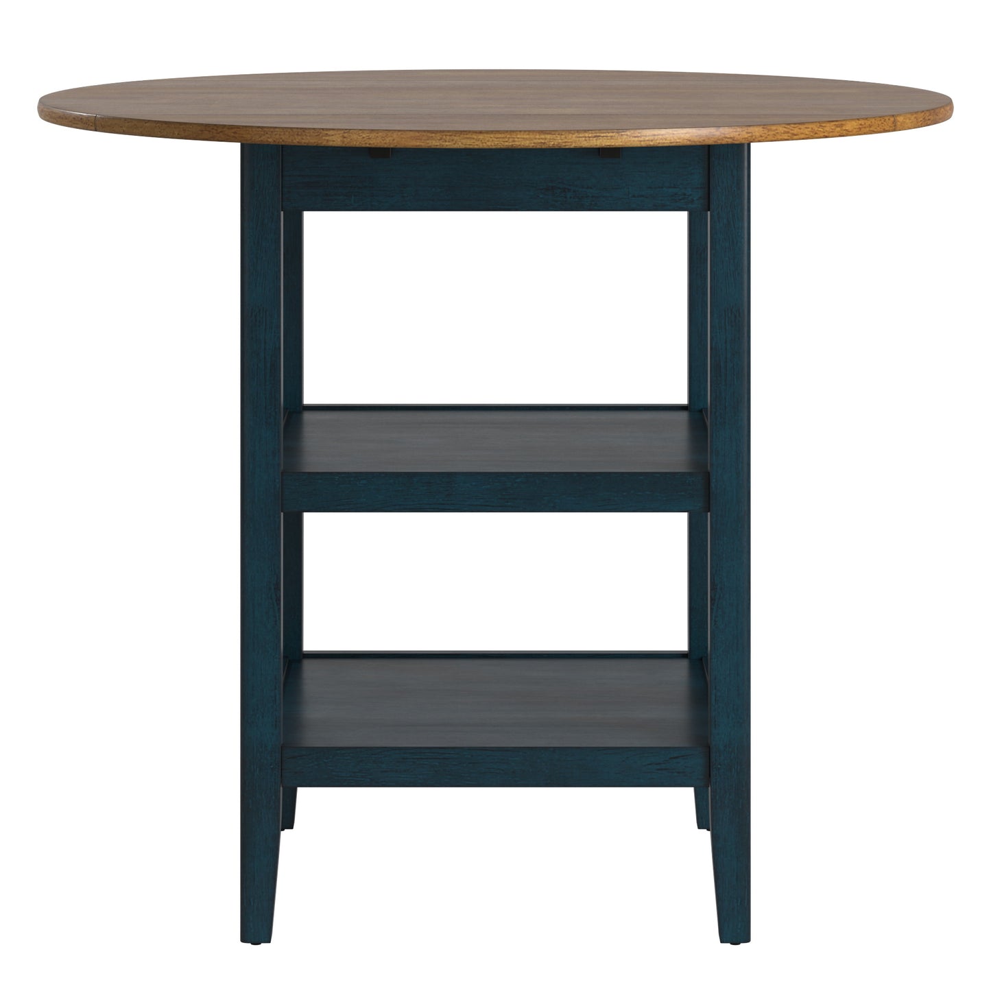 Antique Finish 2 Side Drop Leaf Round Counter Height Table - Oak and Antique Denim Finish