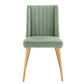 Gold Finish Fabric Dining Chairs (Set of 2) - Light Green Fabric