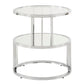 Chrome Finish Mirrored Shelf Round End Table