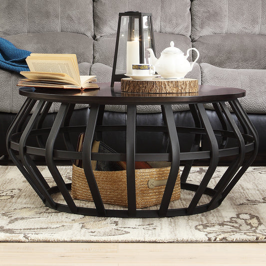Metal Frame Round Cage Coffee Table