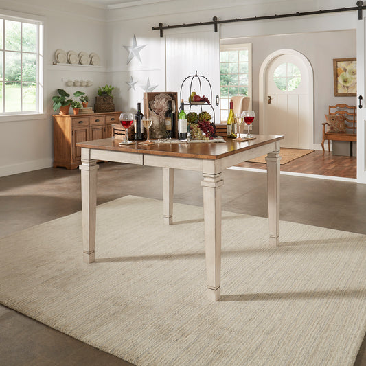 Solid Wood Extendable Counter Height Dining Table - Antique White